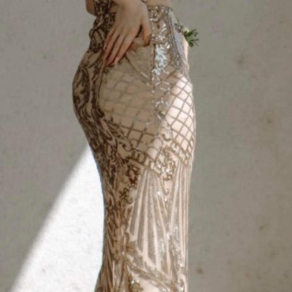 B Darlin size 3/4, gold two-piece dress - Picture 2 of 4